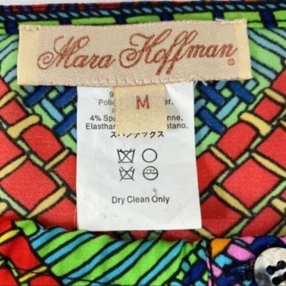 Mara Hoffman Short easy Dress Green Kasuri print Size medium - Picture 9 of 11